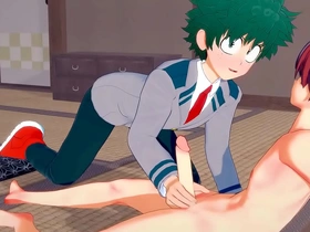 My hero academia yaoi - deku x shouto handjob and blowjob - sissy crossdress japanese asian manga anime game porn gay